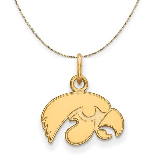 14k Yellow Gold U. of Iowa XS (Tiny) Mascot Necklace - 24 Inch